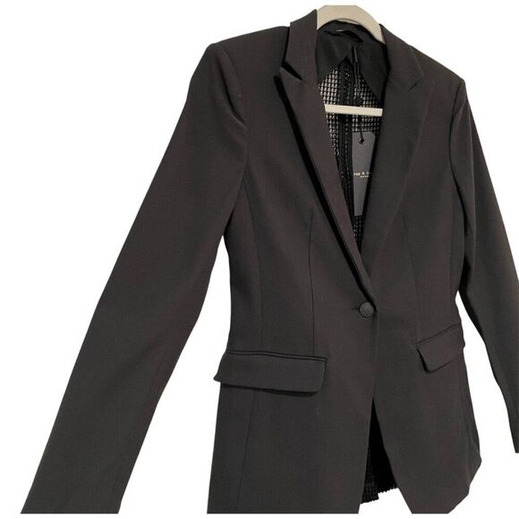 rag & bone Edgy Black Mesh Back Blazer Statement Structured Modern Power Suiting - Picture 7 of 15